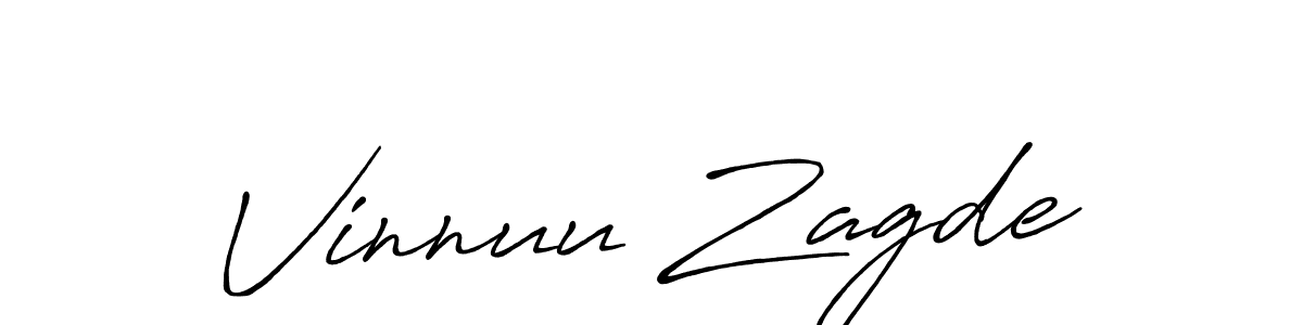 How to make Vinnuu Zagde name signature. Use Antro_Vectra_Bolder style for creating short signs online. This is the latest handwritten sign. Vinnuu Zagde signature style 7 images and pictures png