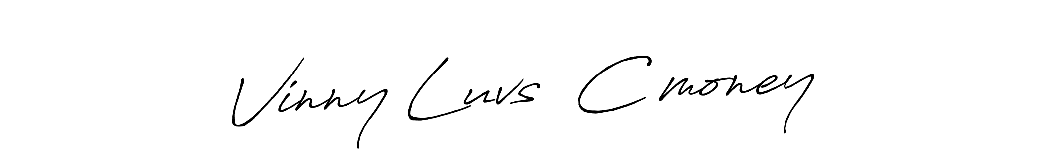 The best way (Antro_Vectra_Bolder) to make a short signature is to pick only two or three words in your name. The name Vinny Luvs  C•money include a total of six letters. For converting this name. Vinny Luvs  C•money signature style 7 images and pictures png