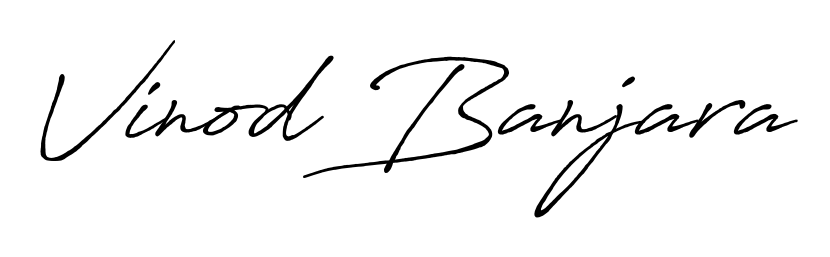 Transform the name Vinod Banjara into a signature masterpiece using Antro_Vectra_Bolder font. Ideal for photographers, artists, and creators looking for watermarks. Vinod Banjara signature style 7 images and pictures png