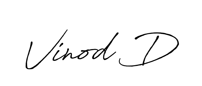 Design your own signature with our free online signature maker. With this signature software, you can create a handwritten (Antro_Vectra_Bolder) signature for name Vinod D. Vinod D signature style 7 images and pictures png