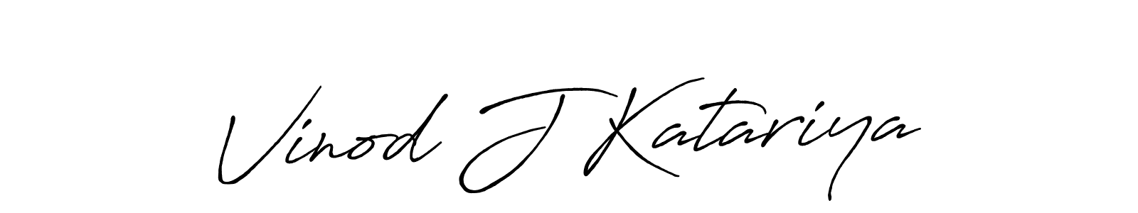 How to make Vinod J Katariya name signature. Use Antro_Vectra_Bolder style for creating short signs online. This is the latest handwritten sign. Vinod J Katariya signature style 7 images and pictures png