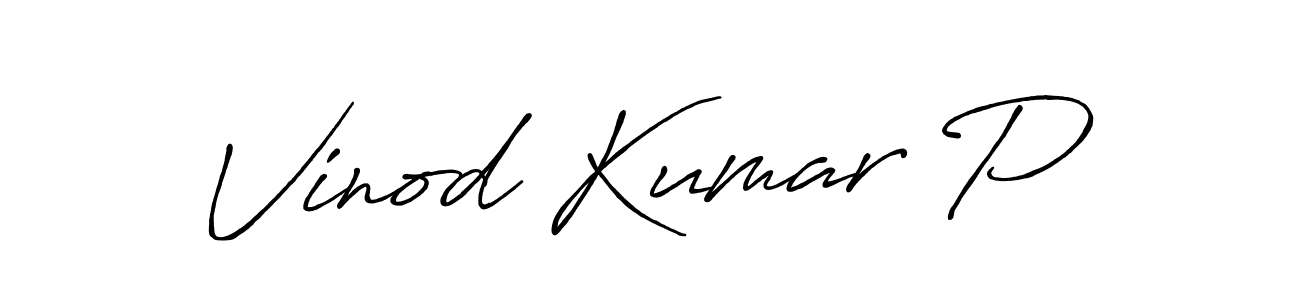 How to make Vinod Kumar P name signature. Use Antro_Vectra_Bolder style for creating short signs online. This is the latest handwritten sign. Vinod Kumar P signature style 7 images and pictures png