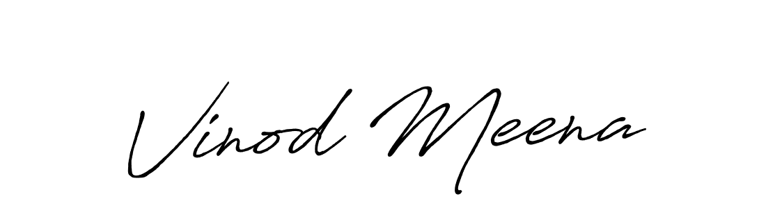 How to make Vinod Meena name signature. Use Antro_Vectra_Bolder style for creating short signs online. This is the latest handwritten sign. Vinod Meena signature style 7 images and pictures png