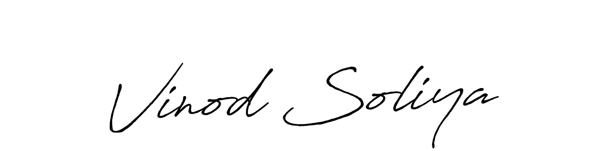 Create a beautiful signature design for name Vinod Soliya. With this signature (Antro_Vectra_Bolder) fonts, you can make a handwritten signature for free. Vinod Soliya signature style 7 images and pictures png