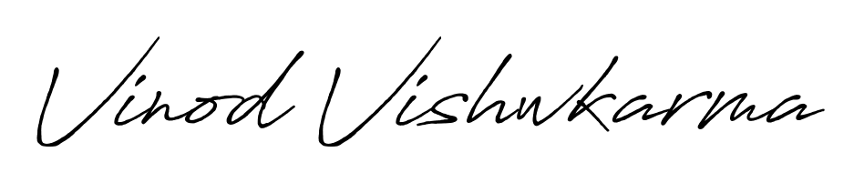The Antro_Vectra_Bolder typeface gives name Vinod Vishwkarma a refined look. Suitable for certificates, diplomas, and official verification. Vinod Vishwkarma signature style 7 images and pictures png