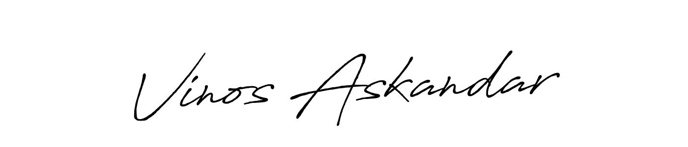 The best way (Antro_Vectra_Bolder) to make a short signature is to pick only two or three words in your name. The name Vinos Askandar include a total of six letters. For converting this name. Vinos Askandar signature style 7 images and pictures png