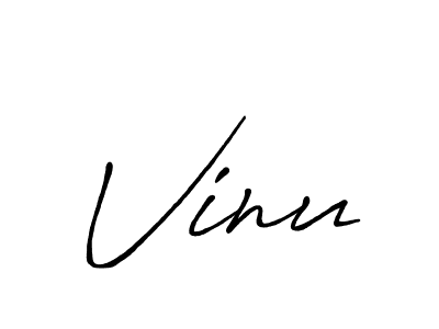 Make a beautiful signature design for name Vinu. With this signature (Antro_Vectra_Bolder) style, you can create a handwritten signature for free. Vinu signature style 7 images and pictures png