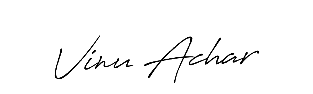 Vinu Achar stylish signature style. Best Handwritten Sign (Antro_Vectra_Bolder) for my name. Handwritten Signature Collection Ideas for my name Vinu Achar. Vinu Achar signature style 7 images and pictures png