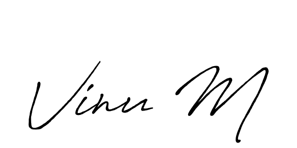 Use a signature maker to create a handwritten signature online. With this signature software, you can design (Antro_Vectra_Bolder) your own signature for name Vinu M. Vinu M signature style 7 images and pictures png