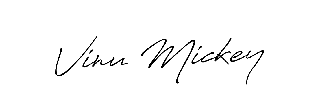 Create a beautiful signature design for name Vinu Mickey. With this signature (Antro_Vectra_Bolder) fonts, you can make a handwritten signature for free. Vinu Mickey signature style 7 images and pictures png