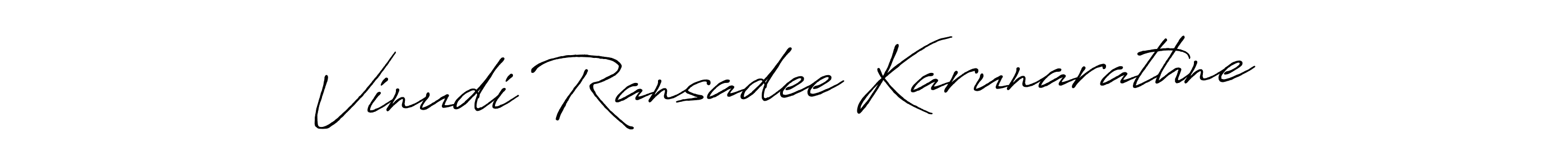 Make a beautiful signature design for name Vinudi Ransadee Karunarathne. With this signature (Antro_Vectra_Bolder) style, you can create a handwritten signature for free. Vinudi Ransadee Karunarathne signature style 7 images and pictures png