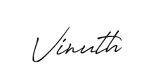 Also we have Vinuth name is the best signature style. Create professional handwritten signature collection using Antro_Vectra_Bolder autograph style. Vinuth signature style 7 images and pictures png