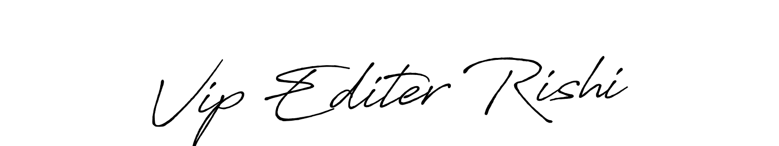 How to make Vip Editer Rishi name signature. Use Antro_Vectra_Bolder style for creating short signs online. This is the latest handwritten sign. Vip Editer Rishi signature style 7 images and pictures png