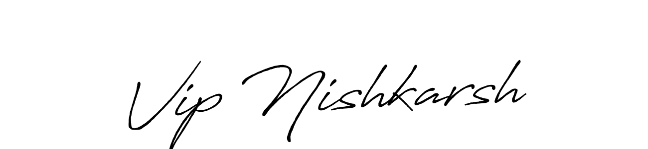 Similarly Antro_Vectra_Bolder is the best handwritten signature design. Signature creator online .You can use it as an online autograph creator for name Vip Nishkarsh. Vip Nishkarsh signature style 7 images and pictures png