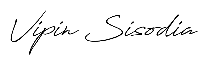 Create your official email sign-off with Vipin Sisodia name in Antro_Vectra_Bolder style. Crisp, clean, and perfectly legible across all screens. Vipin Sisodia signature style 7 images and pictures png