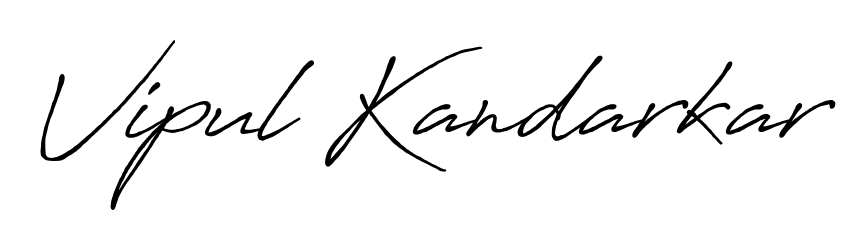 The Antro_Vectra_Bolder typeface gives name Vipul Kandarkar a refined look. Suitable for certificates, diplomas, and official verification. Vipul Kandarkar signature style 7 images and pictures png