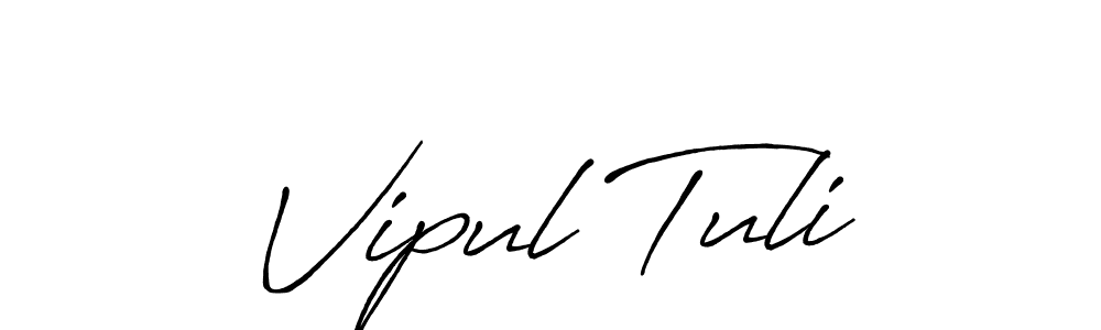 How to make Vipul Tuli name signature. Use Antro_Vectra_Bolder style for creating short signs online. This is the latest handwritten sign. Vipul Tuli signature style 7 images and pictures png