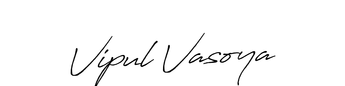 How to make Vipul Vasoya name signature. Use Antro_Vectra_Bolder style for creating short signs online. This is the latest handwritten sign. Vipul Vasoya signature style 7 images and pictures png