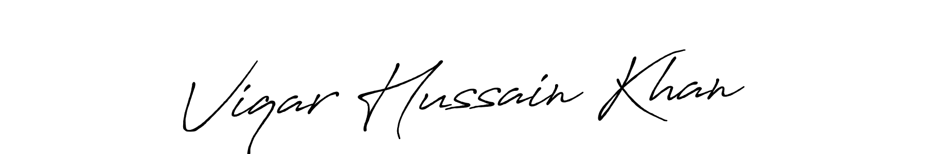 The best way (Antro_Vectra_Bolder) to make a short signature is to pick only two or three words in your name. The name Viqar Hussain Khan include a total of six letters. For converting this name. Viqar Hussain Khan signature style 7 images and pictures png