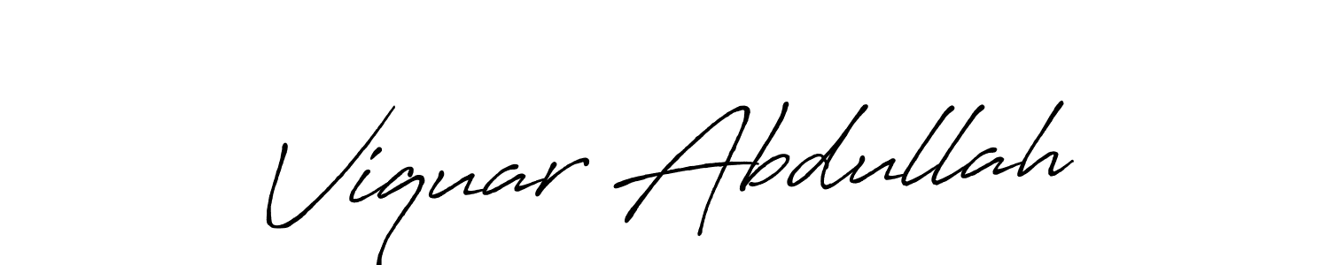 Design your own signature with our free online signature maker. With this signature software, you can create a handwritten (Antro_Vectra_Bolder) signature for name Viquar Abdullah. Viquar Abdullah signature style 7 images and pictures png