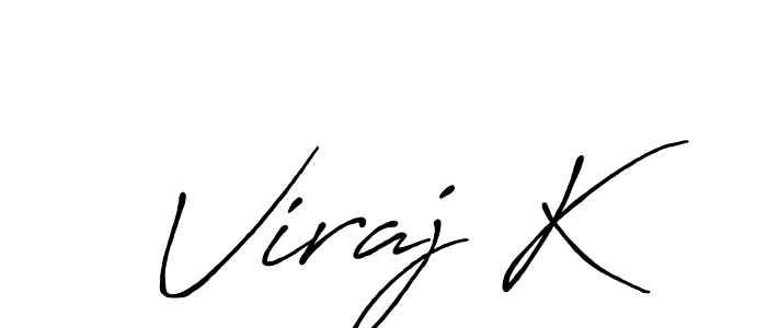 The best way (Antro_Vectra_Bolder) to make a short signature is to pick only two or three words in your name. The name Viraj K include a total of six letters. For converting this name. Viraj K signature style 7 images and pictures png