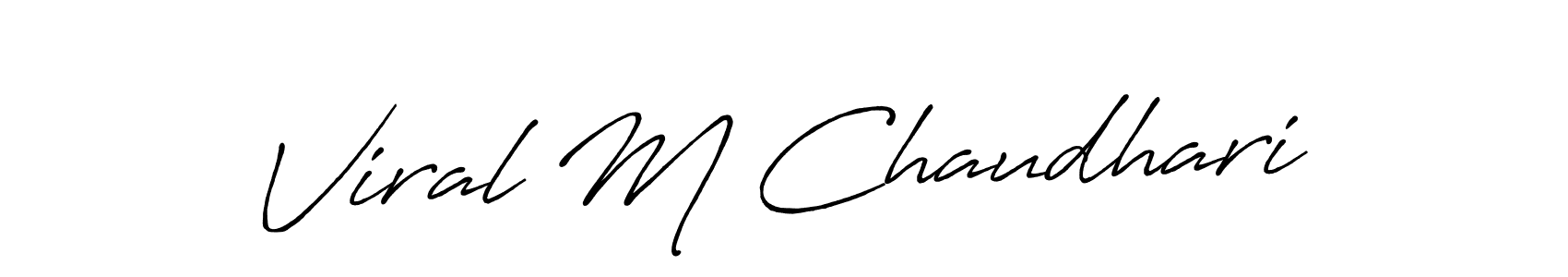 Similarly Antro_Vectra_Bolder is the best handwritten signature design. Signature creator online .You can use it as an online autograph creator for name Viral M Chaudhari. Viral M Chaudhari signature style 7 images and pictures png