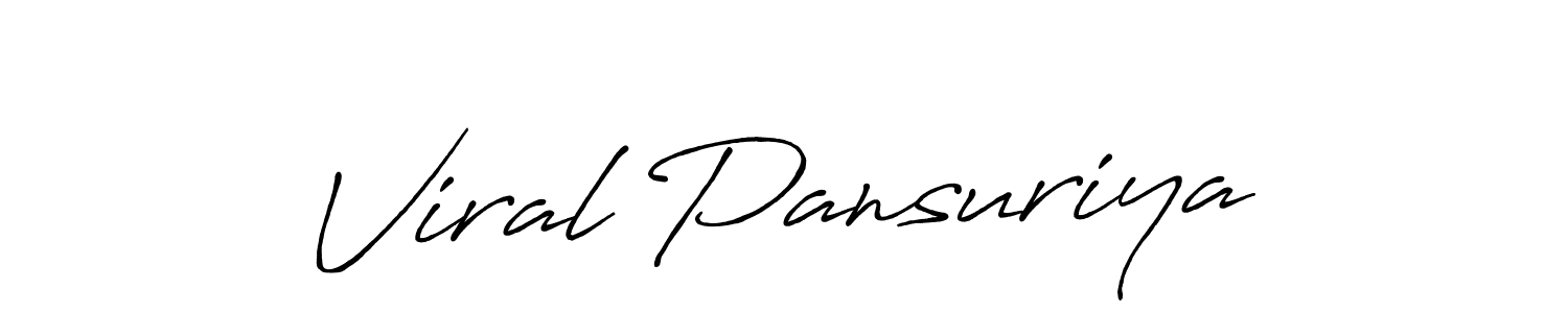 Viral Pansuriya stylish signature style. Best Handwritten Sign (Antro_Vectra_Bolder) for my name. Handwritten Signature Collection Ideas for my name Viral Pansuriya. Viral Pansuriya signature style 7 images and pictures png