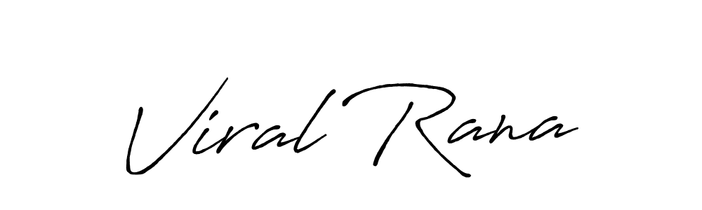 Make a beautiful signature design for name Viral Rana. With this signature (Antro_Vectra_Bolder) style, you can create a handwritten signature for free. Viral Rana signature style 7 images and pictures png