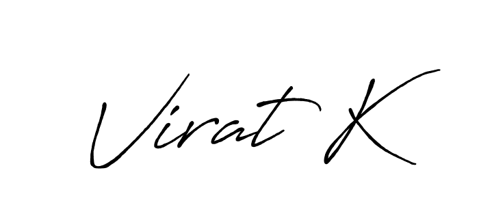The best way (Antro_Vectra_Bolder) to make a short signature is to pick only two or three words in your name. The name Virat K include a total of six letters. For converting this name. Virat K signature style 7 images and pictures png