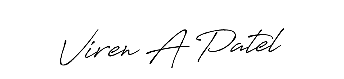 Make a beautiful signature design for name Viren A Patel. With this signature (Antro_Vectra_Bolder) style, you can create a handwritten signature for free. Viren A Patel signature style 7 images and pictures png