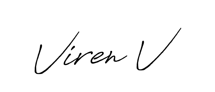 How to make Viren V name signature. Use Antro_Vectra_Bolder style for creating short signs online. This is the latest handwritten sign. Viren V signature style 7 images and pictures png
