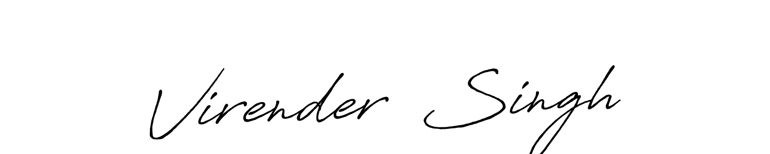 Make a beautiful signature design for name Virender  Singh. With this signature (Antro_Vectra_Bolder) style, you can create a handwritten signature for free. Virender  Singh signature style 7 images and pictures png