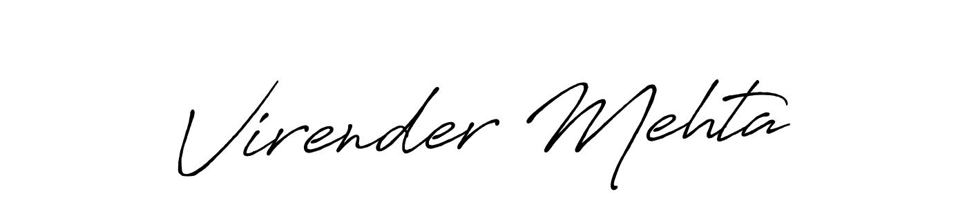 Also You can easily find your signature by using the search form. We will create Virender Mehta name handwritten signature images for you free of cost using Antro_Vectra_Bolder sign style. Virender Mehta signature style 7 images and pictures png