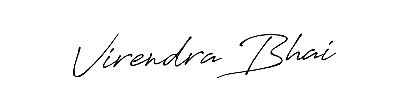 Make a beautiful signature design for name Virendra Bhai. With this signature (Antro_Vectra_Bolder) style, you can create a handwritten signature for free. Virendra Bhai signature style 7 images and pictures png