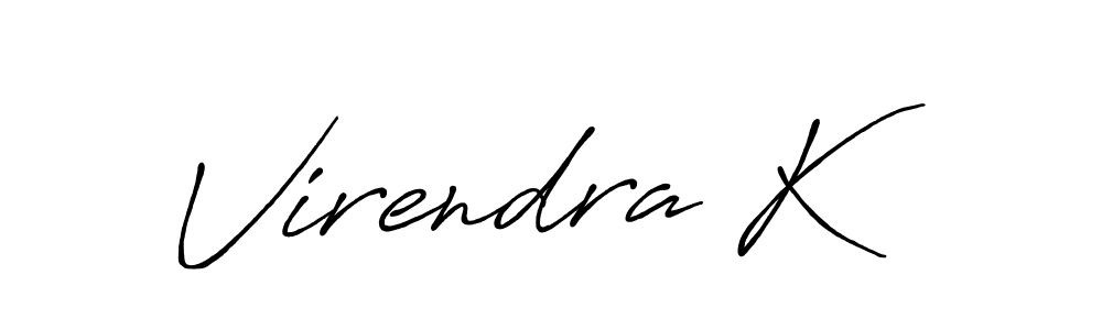 Create a beautiful signature design for name Virendra K. With this signature (Antro_Vectra_Bolder) fonts, you can make a handwritten signature for free. Virendra K signature style 7 images and pictures png