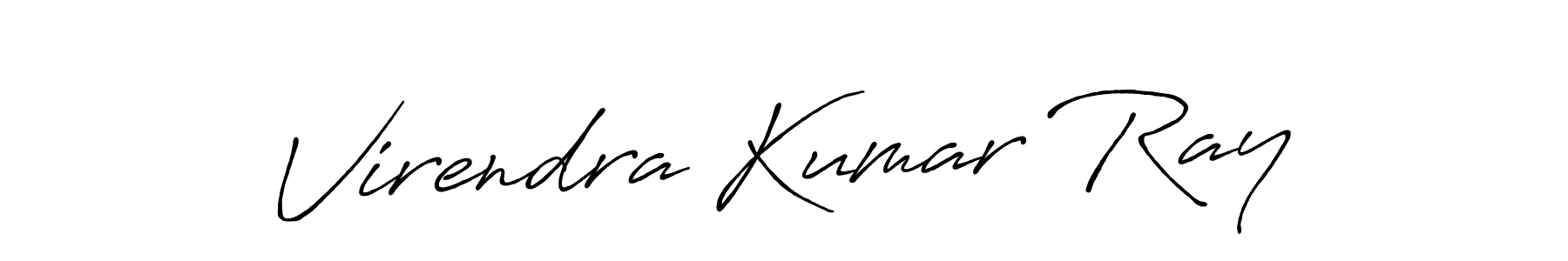 How to make Virendra Kumar Ray name signature. Use Antro_Vectra_Bolder style for creating short signs online. This is the latest handwritten sign. Virendra Kumar Ray signature style 7 images and pictures png