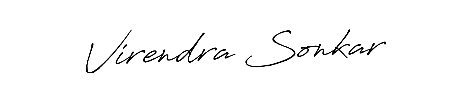 How to make Virendra Sonkar signature? Antro_Vectra_Bolder is a professional autograph style. Create handwritten signature for Virendra Sonkar name. Virendra Sonkar signature style 7 images and pictures png