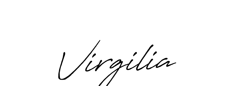 Create a beautiful signature design for name Virgilia. With this signature (Antro_Vectra_Bolder) fonts, you can make a handwritten signature for free. Virgilia signature style 7 images and pictures png