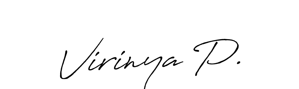 How to make Virinya P. name signature. Use Antro_Vectra_Bolder style for creating short signs online. This is the latest handwritten sign. Virinya P. signature style 7 images and pictures png