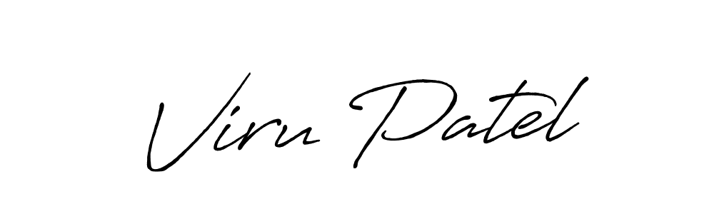 Make a beautiful signature design for name Viru Patel. With this signature (Antro_Vectra_Bolder) style, you can create a handwritten signature for free. Viru Patel signature style 7 images and pictures png