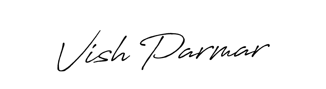 How to make Vish Parmar name signature. Use Antro_Vectra_Bolder style for creating short signs online. This is the latest handwritten sign. Vish Parmar signature style 7 images and pictures png