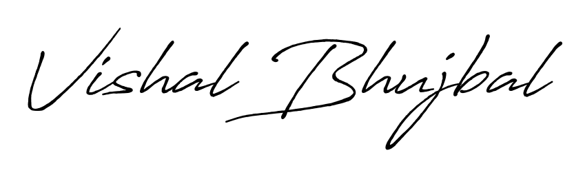 The Antro_Vectra_Bolder typeface gives name Vishal Bhujbal a refined look. Suitable for certificates, diplomas, and official verification. Vishal Bhujbal signature style 7 images and pictures png