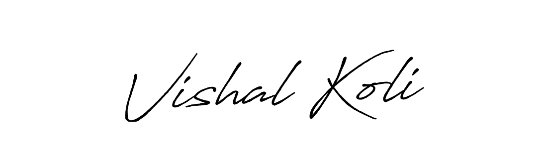 How to make Vishal Koli name signature. Use Antro_Vectra_Bolder style for creating short signs online. This is the latest handwritten sign. Vishal Koli signature style 7 images and pictures png