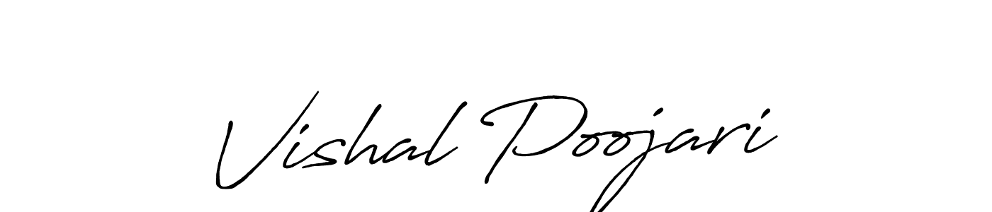 How to make Vishal Poojari name signature. Use Antro_Vectra_Bolder style for creating short signs online. This is the latest handwritten sign. Vishal Poojari signature style 7 images and pictures png