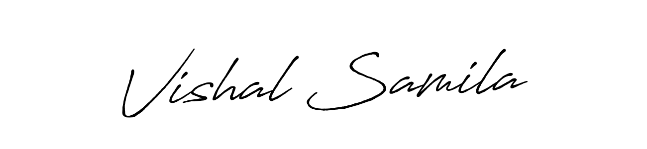 Use a signature maker to create a handwritten signature online. With this signature software, you can design (Antro_Vectra_Bolder) your own signature for name Vishal Samila. Vishal Samila signature style 7 images and pictures png