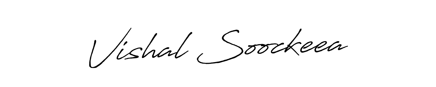 Create a beautiful signature design for name Vishal Soockeea. With this signature (Antro_Vectra_Bolder) fonts, you can make a handwritten signature for free. Vishal Soockeea signature style 7 images and pictures png
