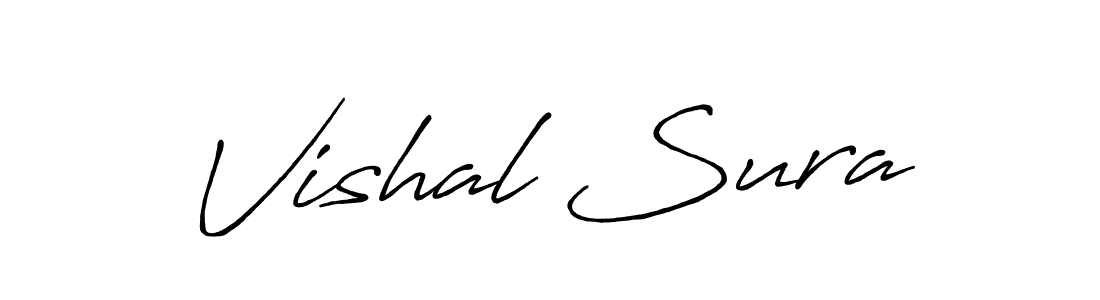 How to make Vishal Sura name signature. Use Antro_Vectra_Bolder style for creating short signs online. This is the latest handwritten sign. Vishal Sura signature style 7 images and pictures png