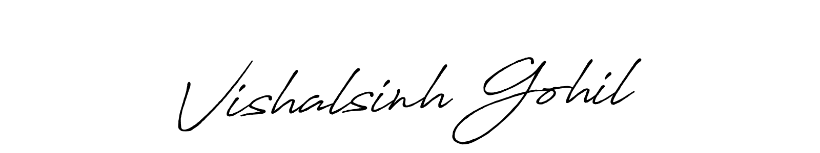 Create a beautiful signature design for name Vishalsinh Gohil. With this signature (Antro_Vectra_Bolder) fonts, you can make a handwritten signature for free. Vishalsinh Gohil signature style 7 images and pictures png