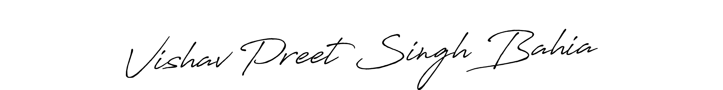 Make a beautiful signature design for name Vishav Preet Singh Bahia. With this signature (Antro_Vectra_Bolder) style, you can create a handwritten signature for free. Vishav Preet Singh Bahia signature style 7 images and pictures png