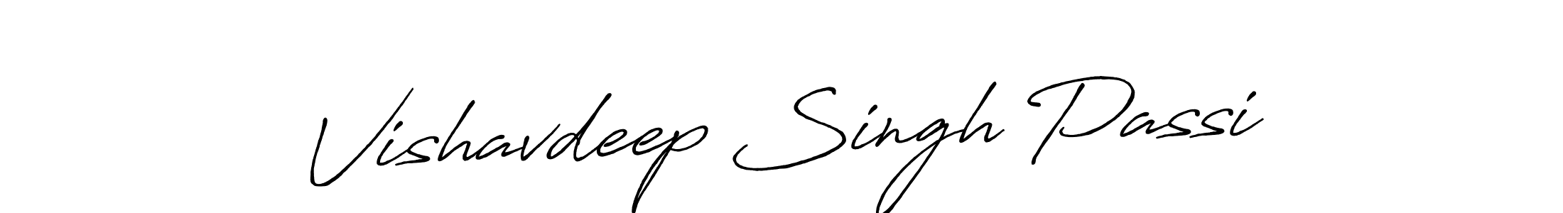 Design your own signature with our free online signature maker. With this signature software, you can create a handwritten (Antro_Vectra_Bolder) signature for name Vishavdeep Singh Passi. Vishavdeep Singh Passi signature style 7 images and pictures png